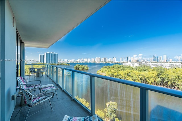 balcony with a water view