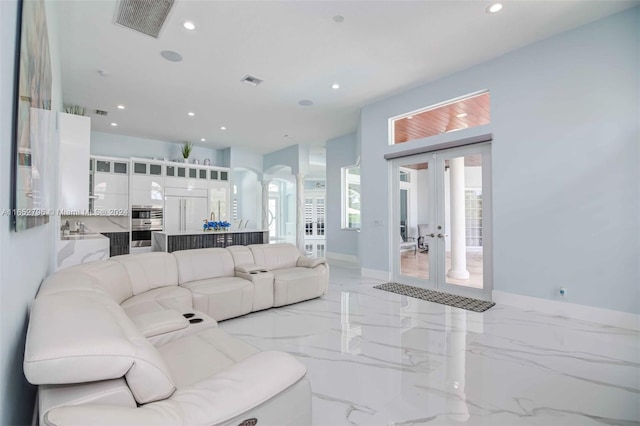 living room with french doors