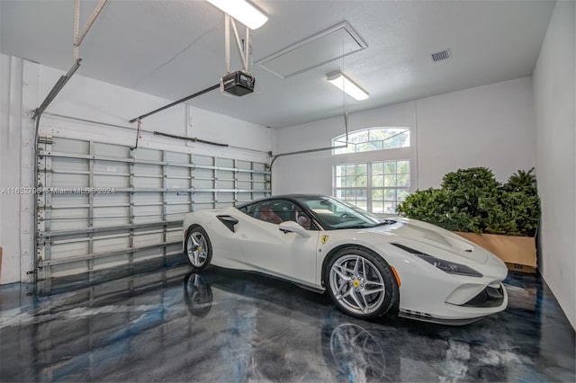 garage with a garage door opener