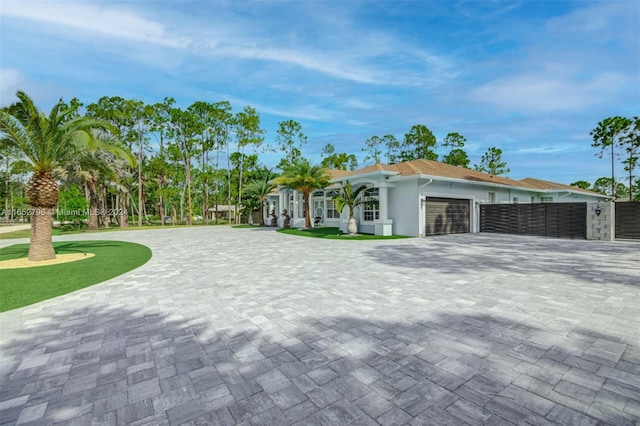 exterior space with a garage