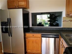 kitchen with appliances with stainless steel finishes