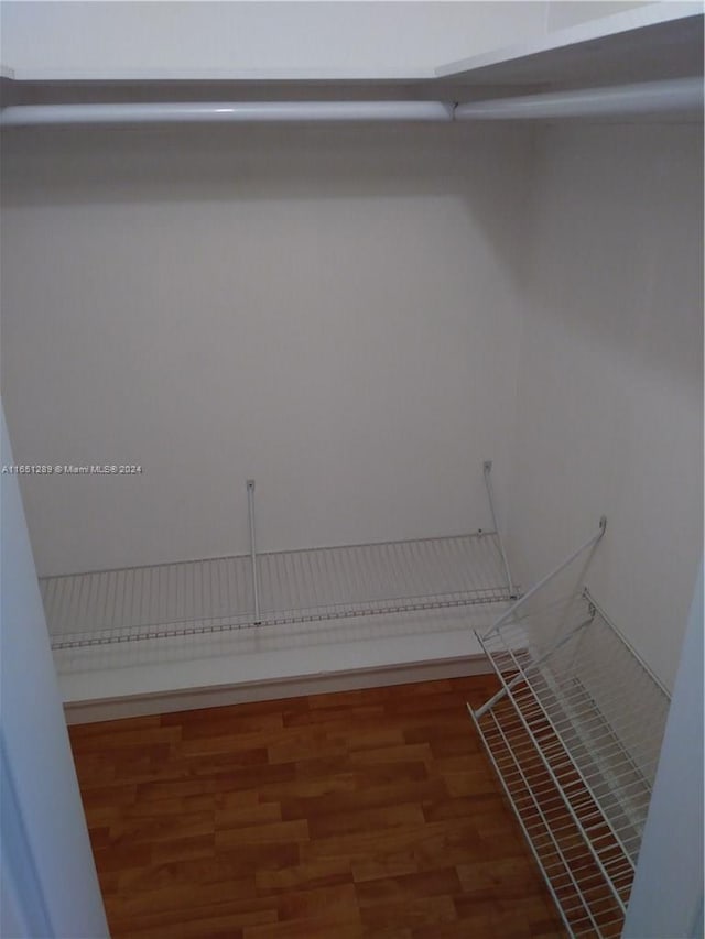 walk in closet featuring dark wood-type flooring