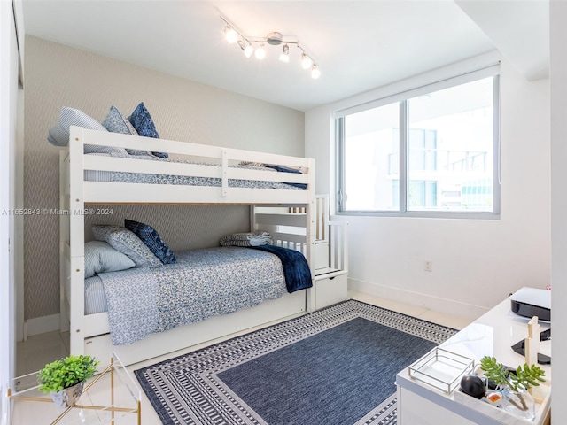 bedroom with tile patterned flooring