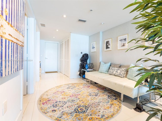 view of tiled living room