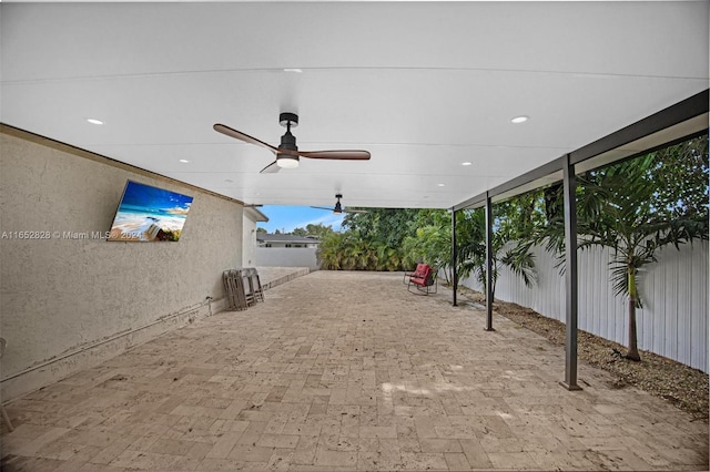 view of patio with ceiling fan