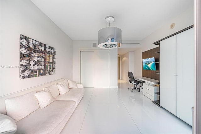 view of tiled living room