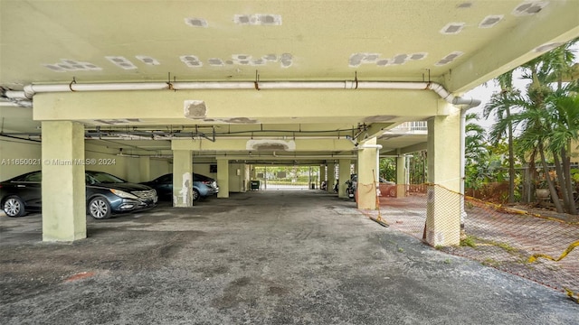 parking garage with fence