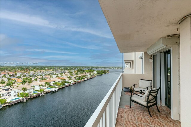 balcony with a water view