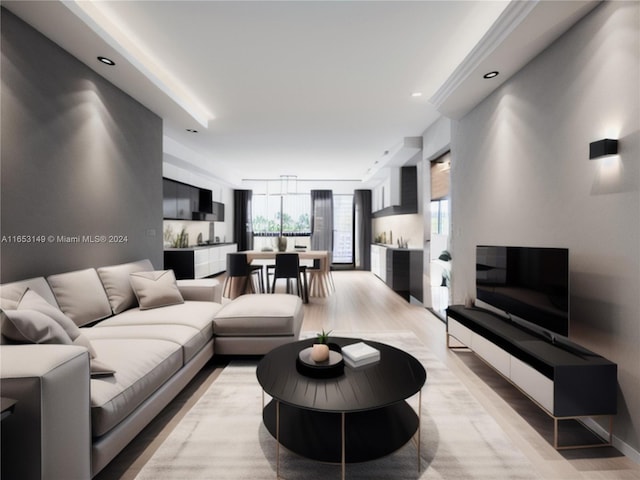 living room featuring light hardwood / wood-style floors