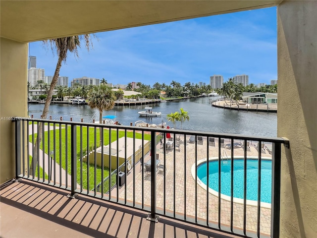 balcony with a water view