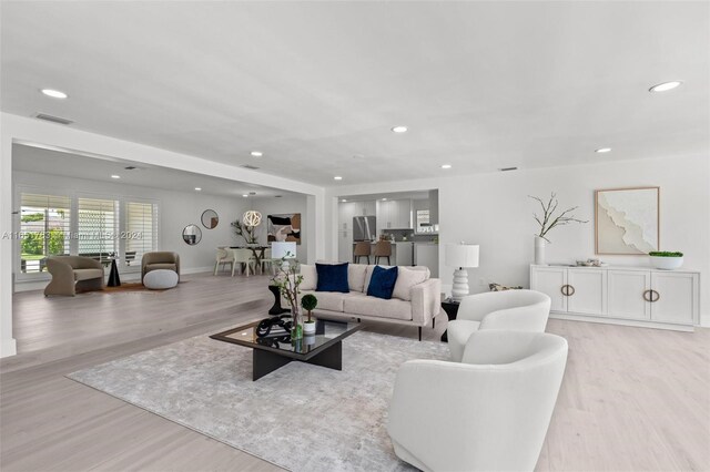 living room featuring light hardwood / wood-style flooring