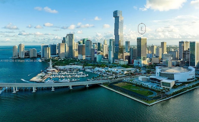 view of city with a water view