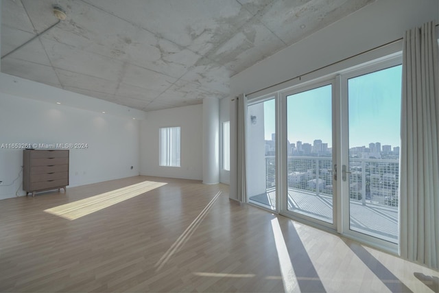 spare room featuring light hardwood / wood-style flooring