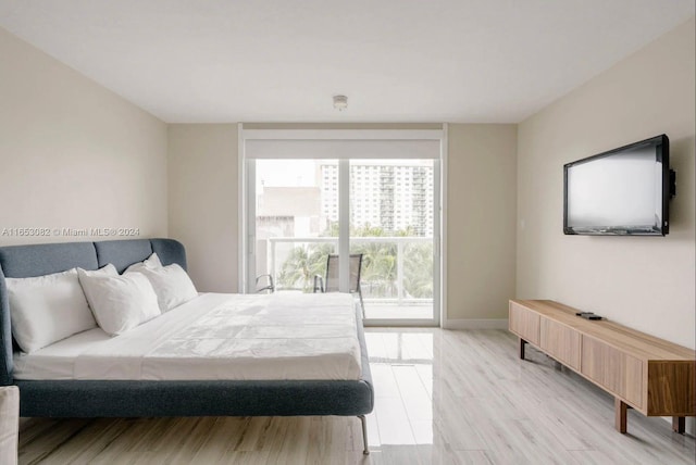 bedroom featuring light hardwood / wood-style floors