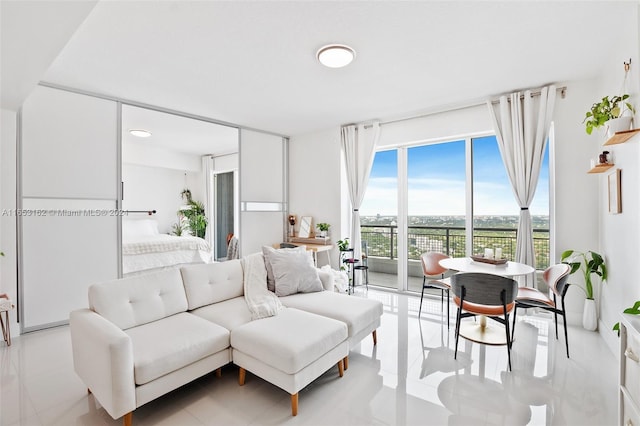 view of tiled living room