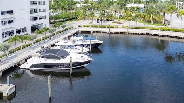 dock area featuring a water view