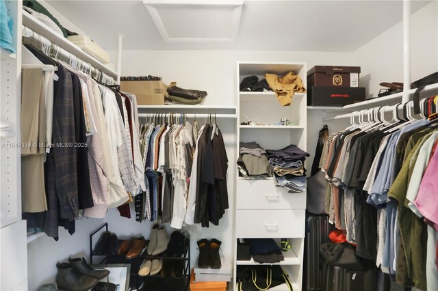 spacious closet with attic access