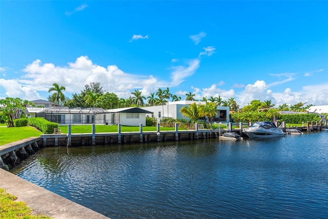 water view with a dock