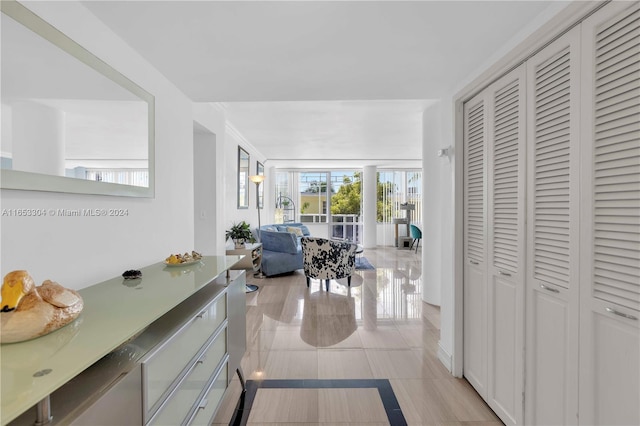 interior space featuring light tile patterned floors