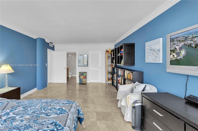 bedroom with ornamental molding