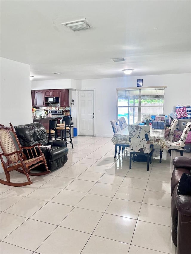 view of tiled living room