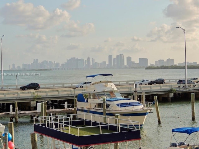 view of dock featuring a water view