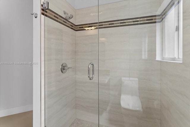 bathroom featuring walk in shower