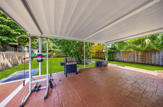 view of patio with a grill