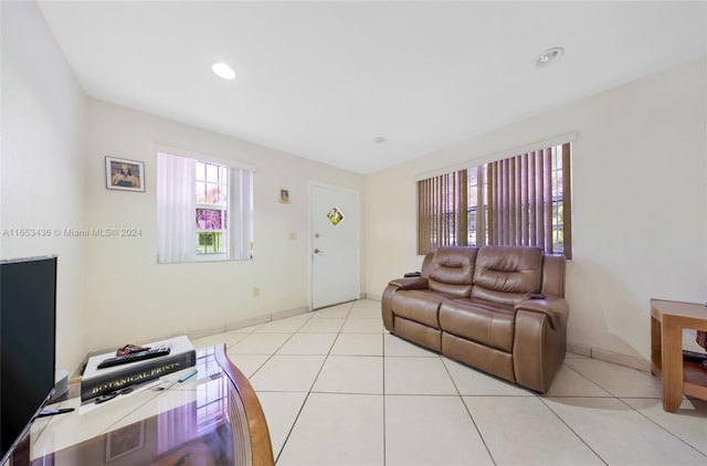 view of tiled living room