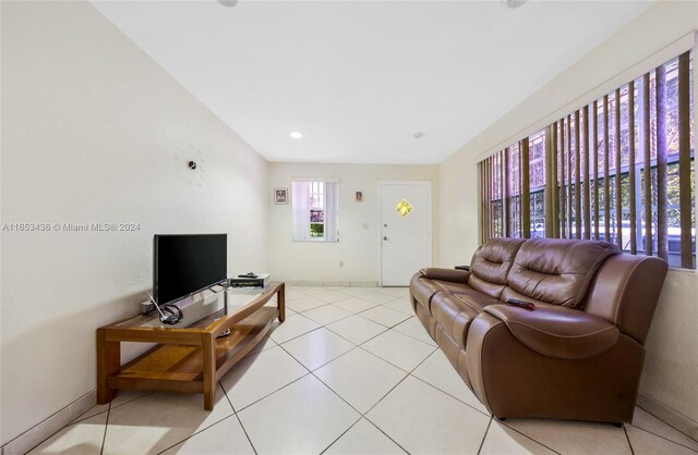 view of tiled living room