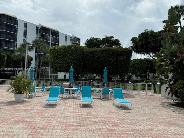 view of community featuring a patio area