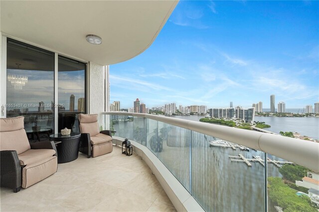 balcony with a water view