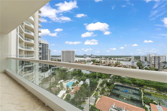 balcony with a water view