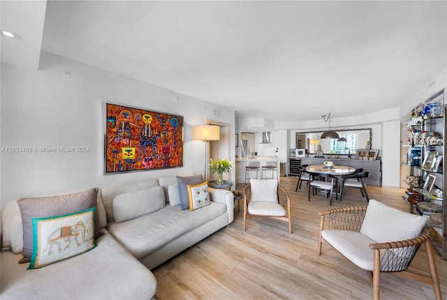 living room featuring light hardwood / wood-style floors