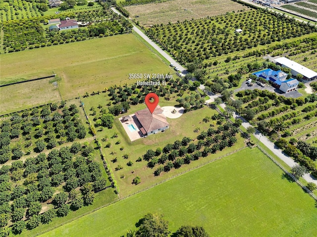 aerial view featuring a rural view