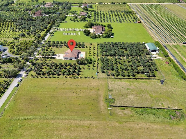 aerial view with a rural view