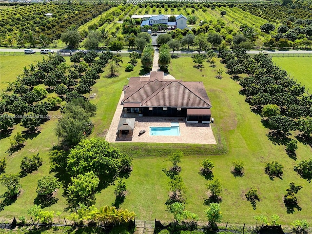 aerial view featuring a rural view