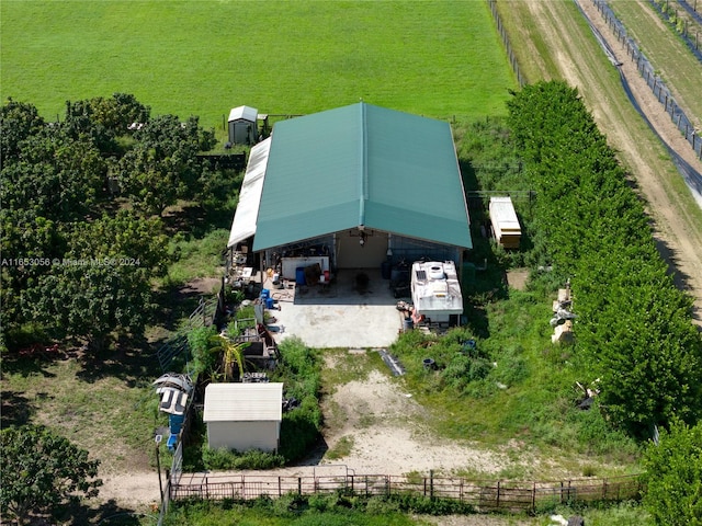 drone / aerial view with a rural view