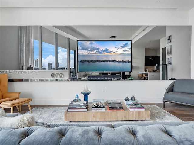 living room featuring wood-type flooring