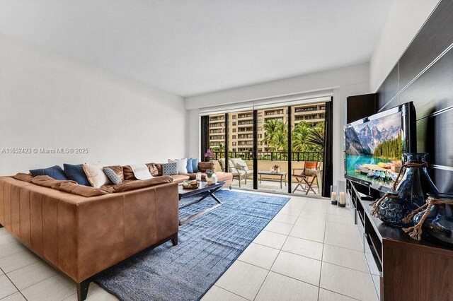 view of tiled living room