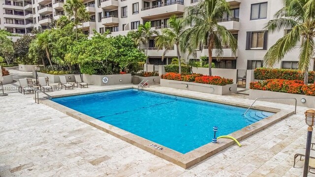 view of swimming pool featuring a patio