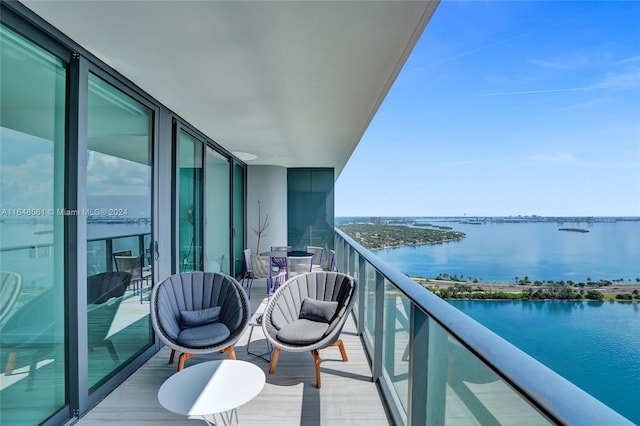 balcony with a water view