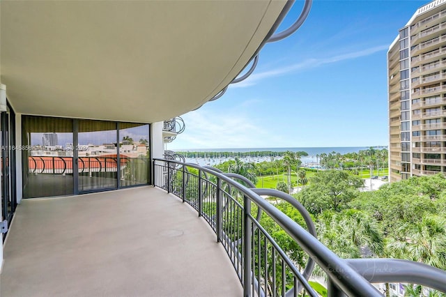 balcony with a water view