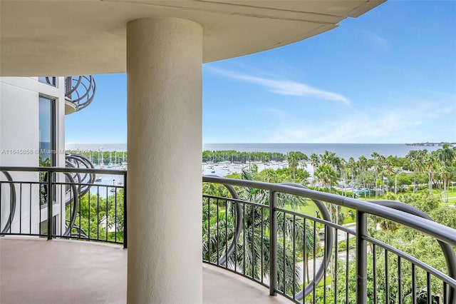 balcony with a water view