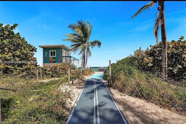 view of road featuring a water view