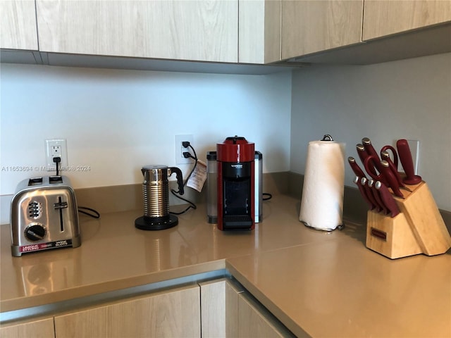 kitchen with light brown cabinetry