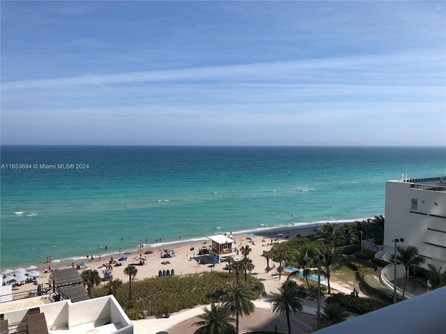 property view of water with a beach view