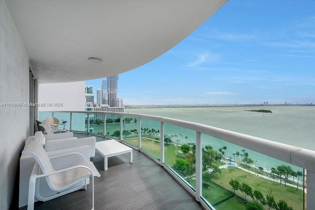 balcony with a water view