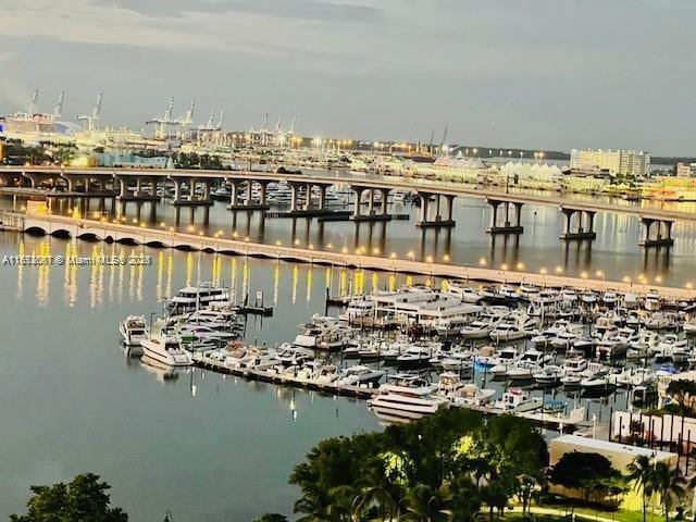 view of water feature featuring a boat dock