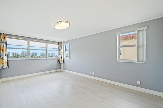 spare room featuring a healthy amount of sunlight and light wood-type flooring